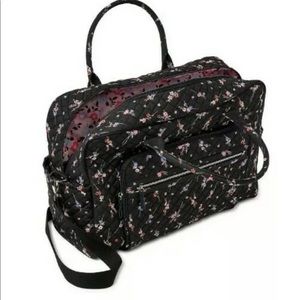 No BOUNDARIES Quilted Weekender Bag Black Floral NWT